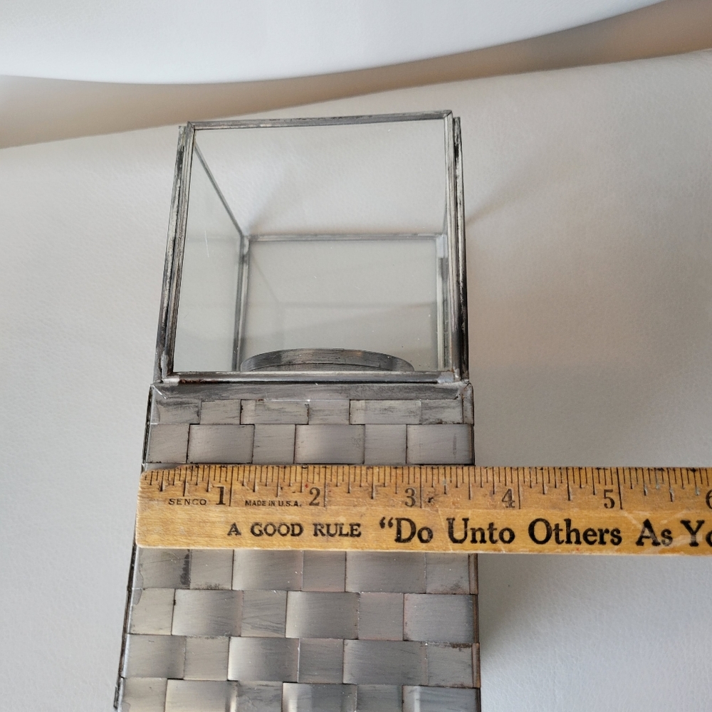 2 NIB Iron & Glass Basket Weave Candle Holders ~ Made in Mexico ~ Pretty! - Picture 15 of 16